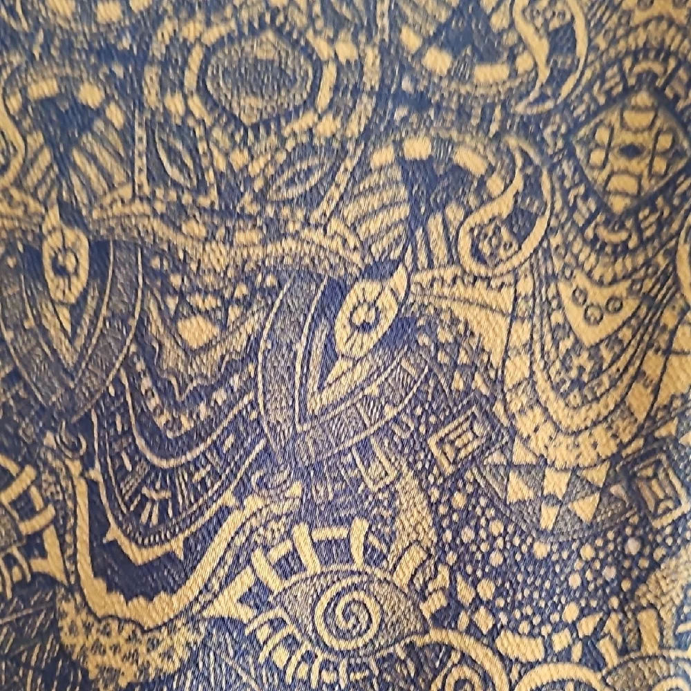 LuLaRoe Amelia Mustard And Navy Design Dress - Picture 4 of 5